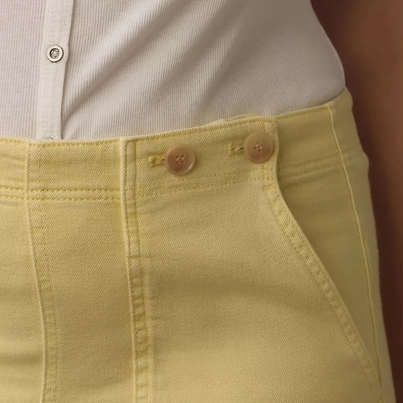 Anthropologie Pilcro The Kit Regenerative Mid Rise Cotton Shorts in Yellow NWT - Picture 9 of 16